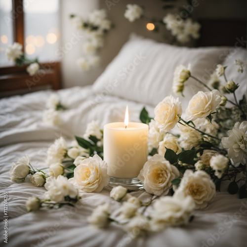 spa still life with candles and flowers