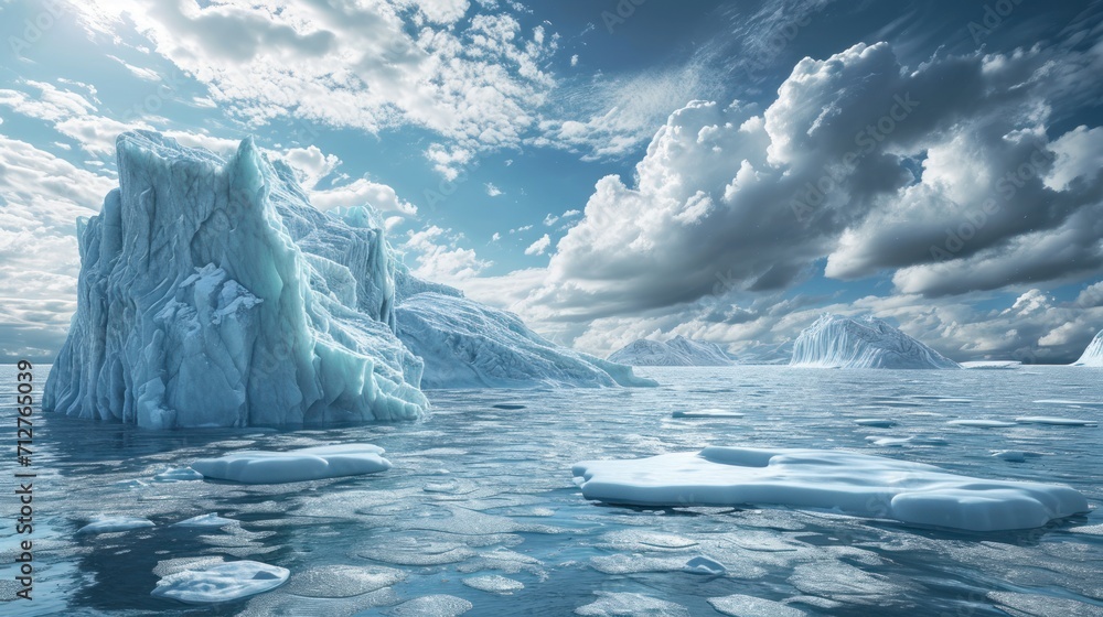 Melting icebergs, rising sea levels, global warming on our planet.