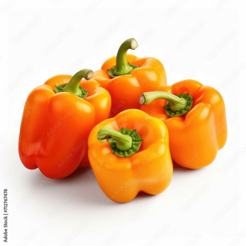 Orange bell peppers isolated on white background Orange bell peppers isolated on white background