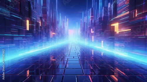 Information flow in Cyberpunk Style World Abstract Background