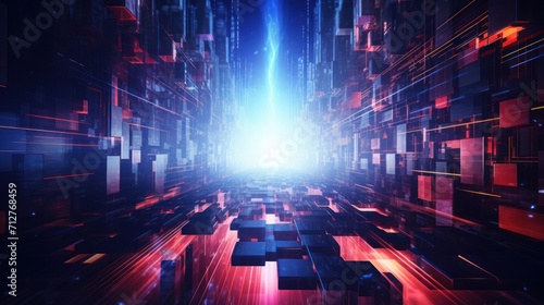 Information flow in Cyberpunk Style World Abstract Background