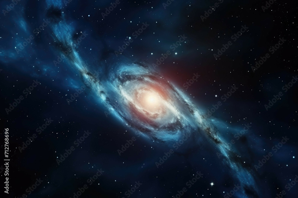 Fototapeta premium A shot of a distant galaxy, with its spiral arms and stars visible against the dark background of space