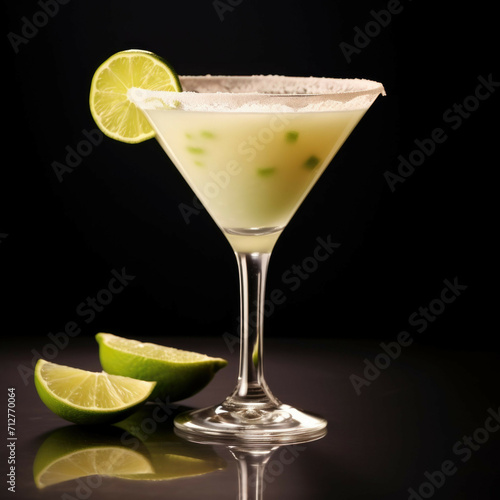 Key Lime Martini Cocktail, isolated on white background