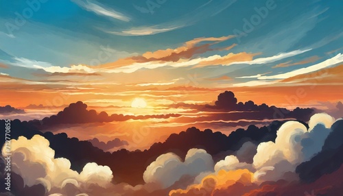 illustration of cloud scape view from horizon