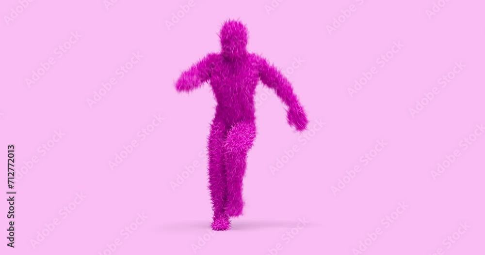 Happy 3D Character Covered With Fur Dancing On Empty Background. Loopable With Luma Channel. Dance And Entertainment Related 3D Abstract Animation. Happy 3D Character Covered With Fur Dancing On Empty Background. Loopable With Luma Channel. Dance And Entertainment Related 3D Abstract Animation.