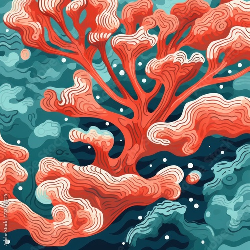 Coral cartoon illustration of a pattern with one break in the pattern