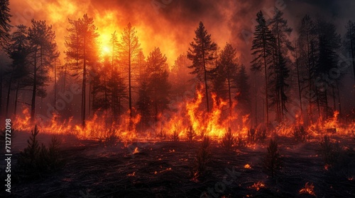 Impact of wildfires  underscoring the concepts of global warming and climate change. 