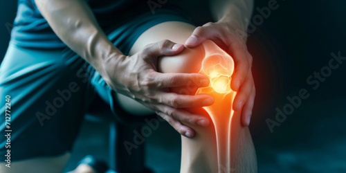 man suffering with knee, generative AI photo