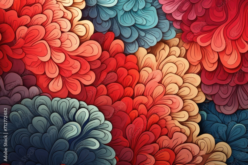 coral tiles, seamless pattern, pattern, flower, seamless, floral, design, texture, wallpaper, nature, leaf, illustration, vector, art, fabric, plant, autumn, decoration, flowers, textile, leaves, red,