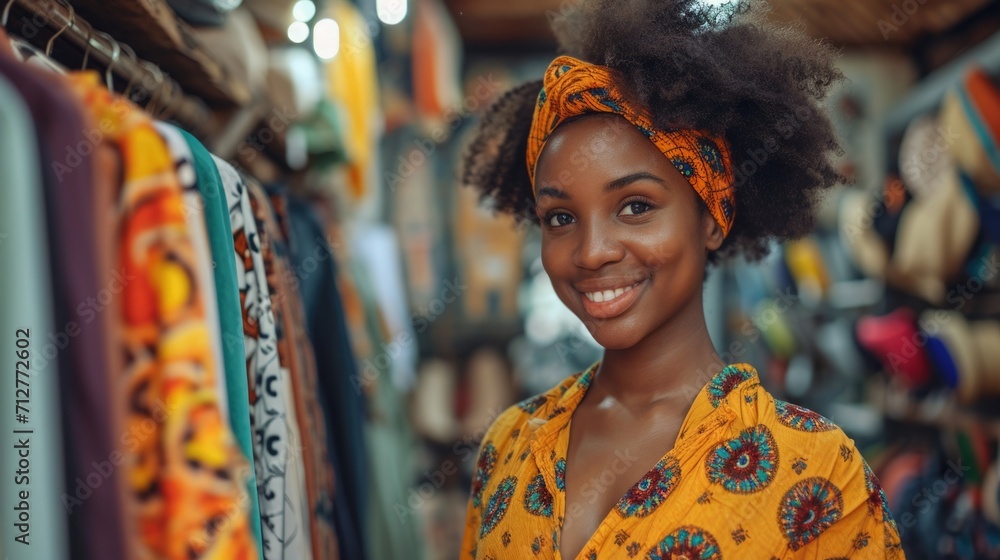 Young beautiful women shopping in second hand store chooses vintage clothes
