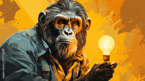 Gorilla with a light bulb