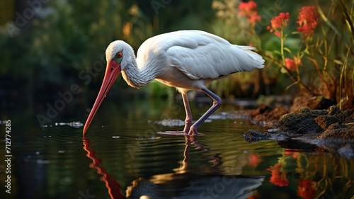 Majestic Ibis Wading Through Shallow Waters in Quest for Nourishment - AI-Generative © Being Imaginative