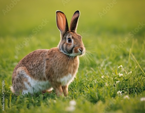 Rabbit in Field. Fresh, Springtime Image