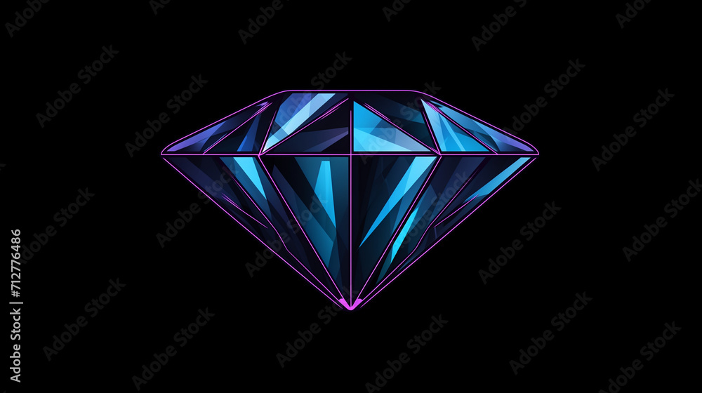 diamond dark isolated background water color, cartoon, hand drawing, animation 3D, vibrant, minimalist style. ai generated.