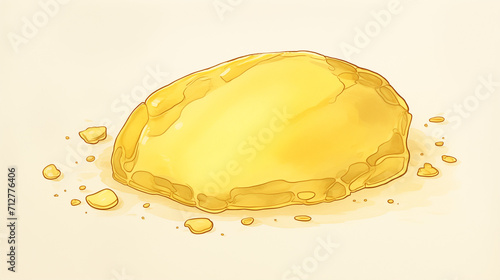 The large and rugged-looking gold nugget water color, cartoon, hand drawing, animation 3D, vibrant, minimalist style. ai generated.