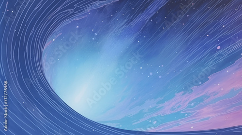 The wormhole in space is an incredible sight. water color, cartoon, hand drawing, animation 3D, vibrant, minimalist style. ai generated.