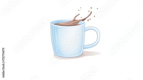 A mug of hot chocolate water color, cartoon, hand drawing, animation 3D, vibrant, minimalist style. ai generated.