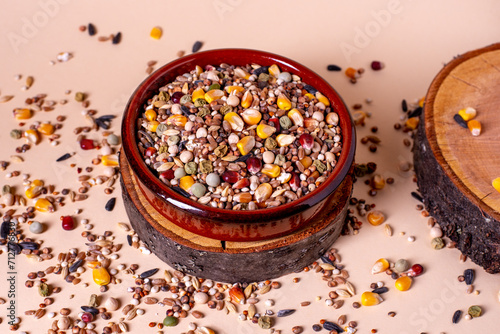 feed for racing pigeons, assorted bird seed.