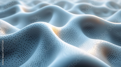 Perforated Blue Fabric Waves with Soft Light