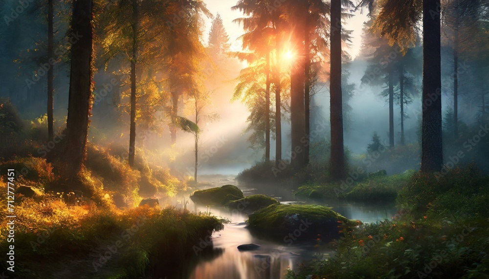 illustration of forest at the morning illustration of forest at the morning