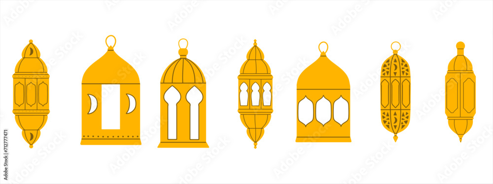 Ramadan Kareem traditional lanterns set. Vector illustration in flat style. Ramadan Kareem traditional lanterns set. Vector illustration in flat style.