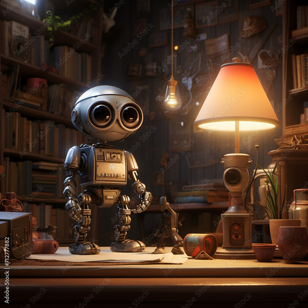 Fototapeta premium living room interior with a robot