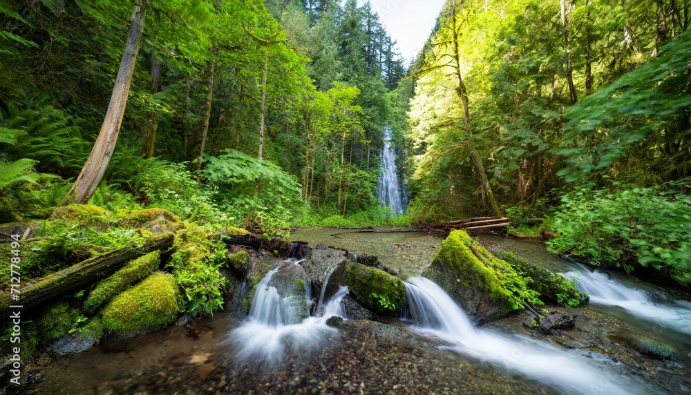 beautiful green forest at the morning