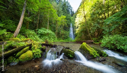 beautiful green forest at the morning
