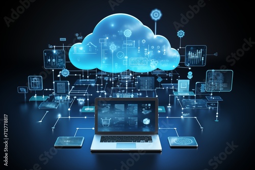 Conceptual image with cloud computing and devices