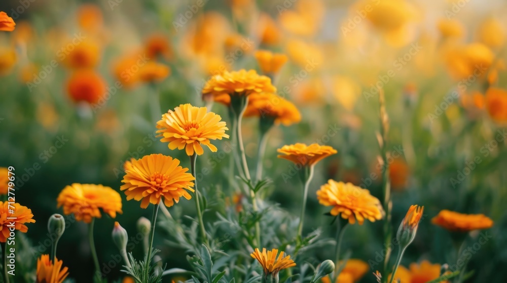 field of marigold flowers, creating a warm and vibrant floral tapestry generative ai field of marigold flowers, creating a warm and vibrant floral tapestry generative ai