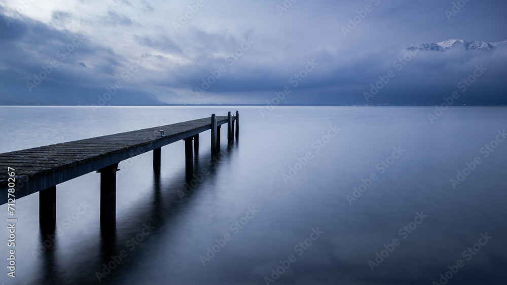 Pier on a calm swiss lake