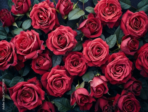 Beautiful vibrant red roses for a Valentine's Day or anniversary backdrop. 