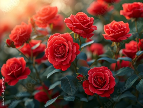 Beautiful vibrant red roses for a Valentine's Day or anniversary backdrop.  © Elle Arden 