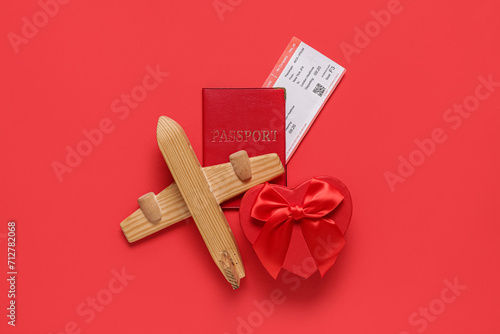 Gift box with passport, tic...