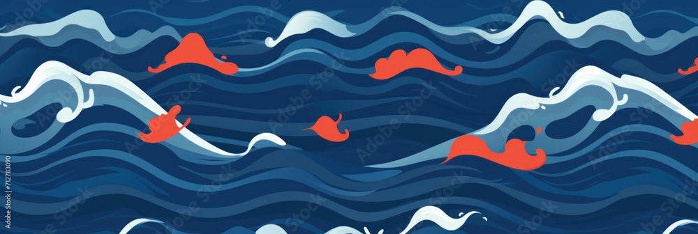Navy cartoon illustration of a pattern with one break in the pattern