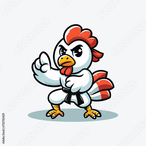 illustration of Cartoon chick karate kick