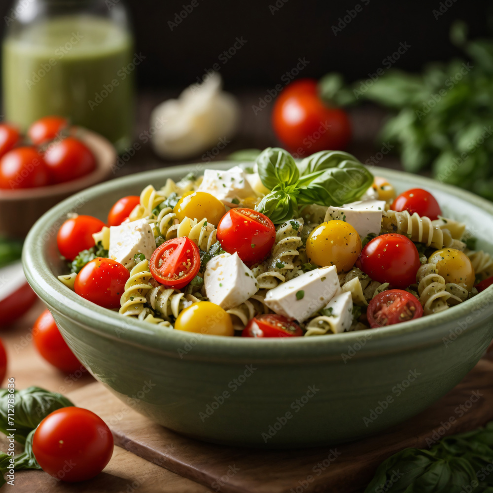 Pesto Pasta Salad - Fresh Twist with Cherry Tomatoes & Mozzarella