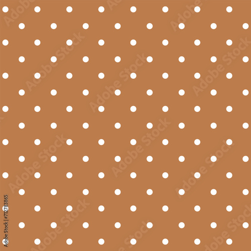 Brown background and white seamless polka dot pattern.