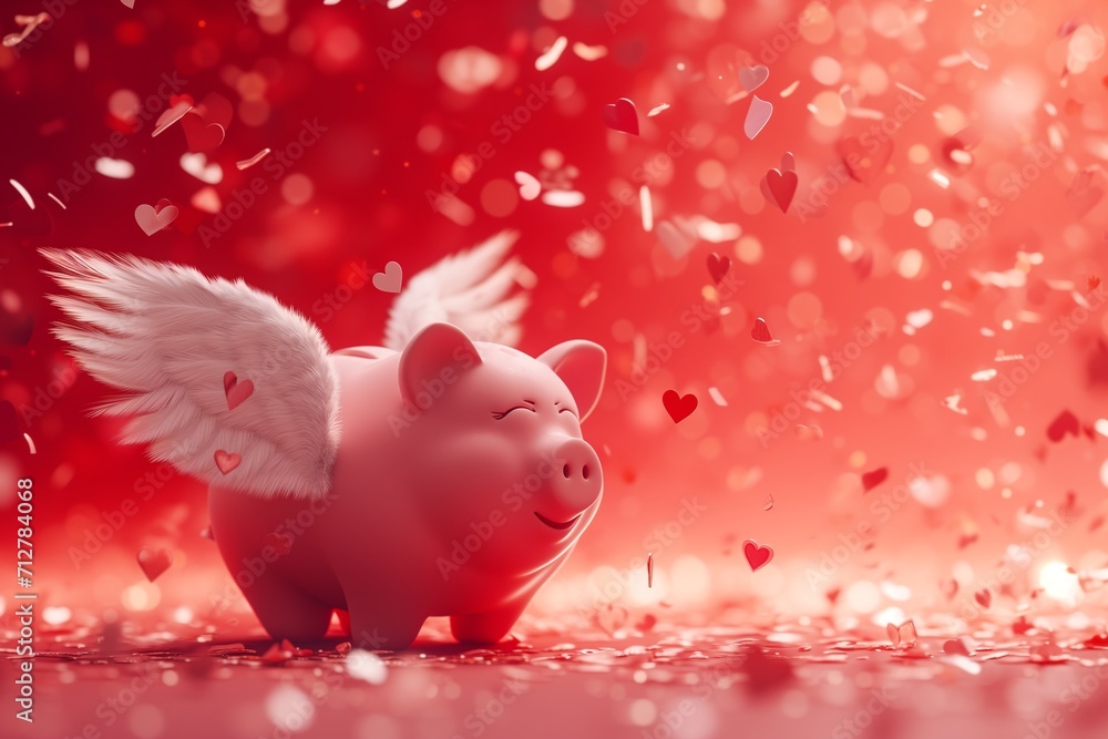 Flying piggy with angel wings Flying piggy with angel wings