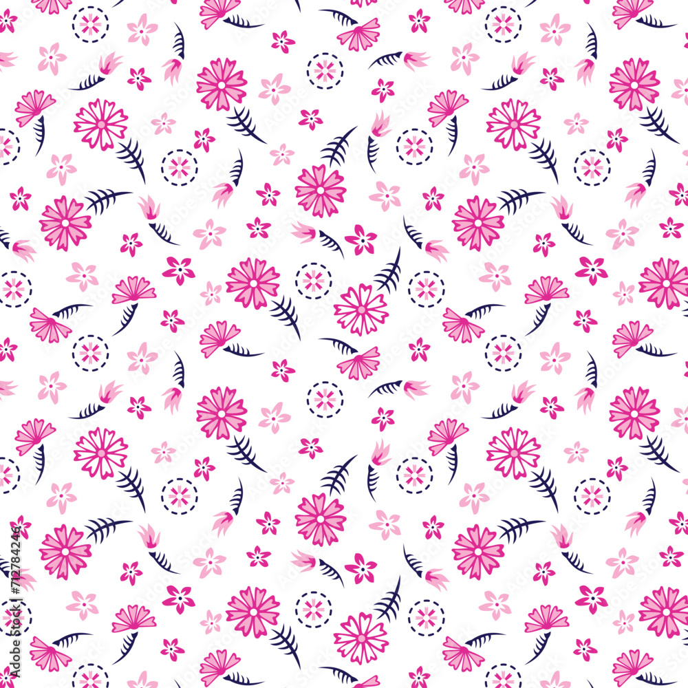 Small scattered flowers pattern Floral rustic background, print