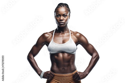 Confident African athlete in sportswear agains transparent background
