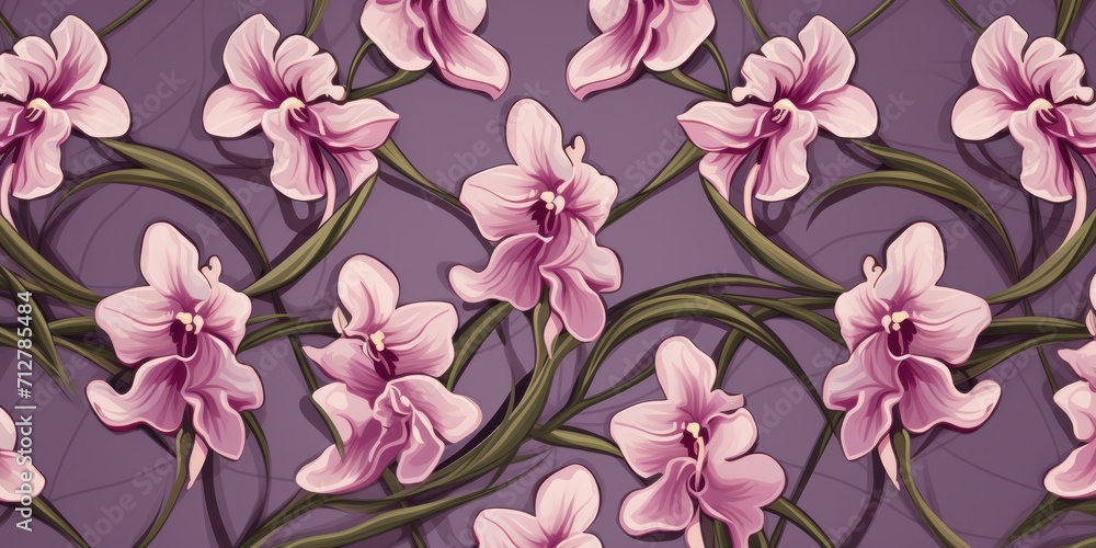 Orchid tiles, seamless pattern, SNES style