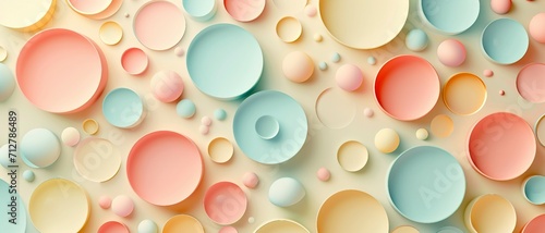 Soft Geometrical Patterns, Overlapping circles or bubbles in soft pastel shades, can be used for website design app design. photo