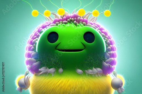 Creative portrait of an extraterrestrial, surreal and colorful style, 3D concept.