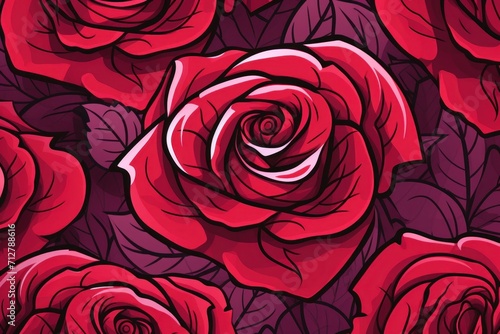 Rose cartoon illustration of a pattern with one break in the pattern