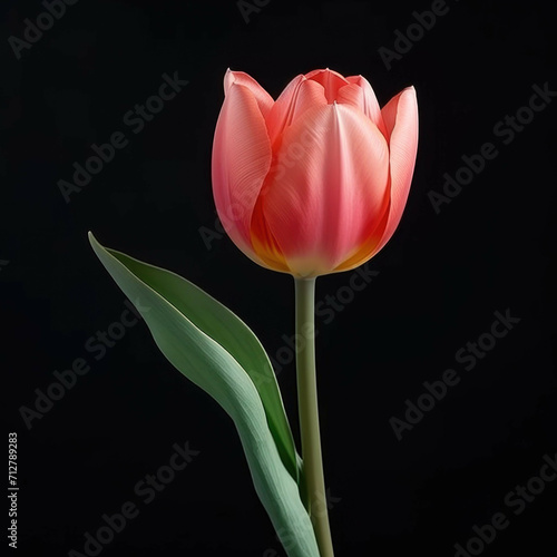 Tulip Flower, isolated on black background