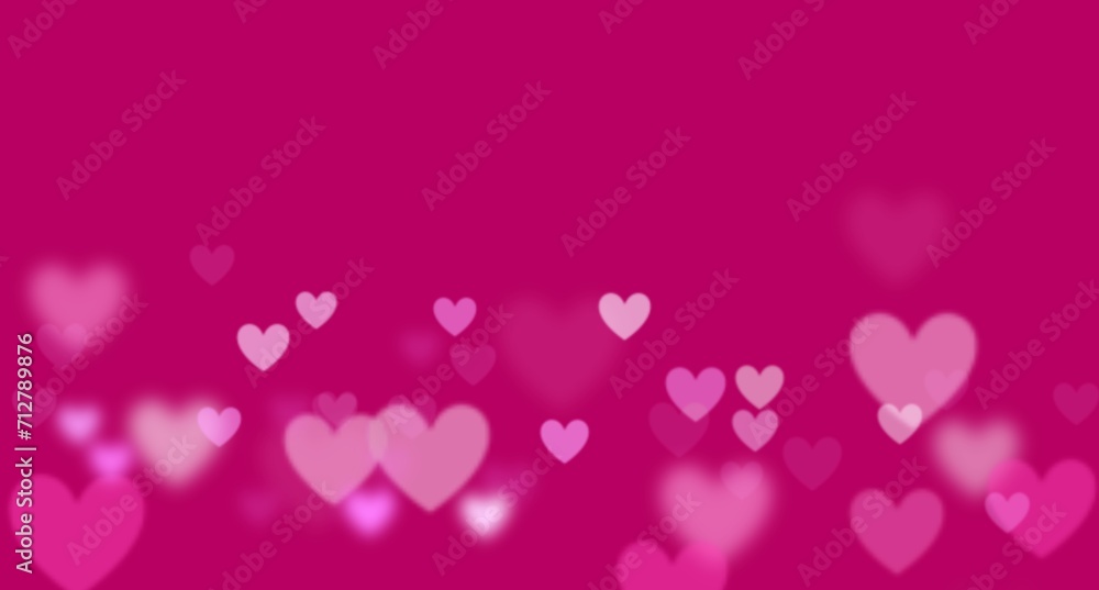 Abstract love for your Valentines Day greeting card design. Pink hearts horizontal frame isolated on magenta background Abstract love for your Valentines Day greeting card design. Pink hearts horizontal frame isolated on magenta background