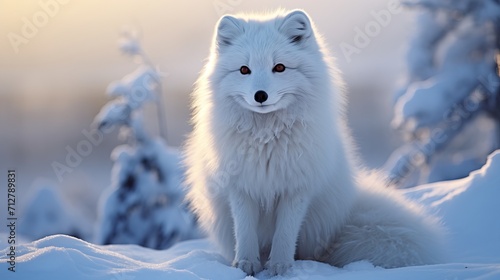 Majestic close up portrait of a white arctic fox in natural habitat, wildlife photography © Ilja