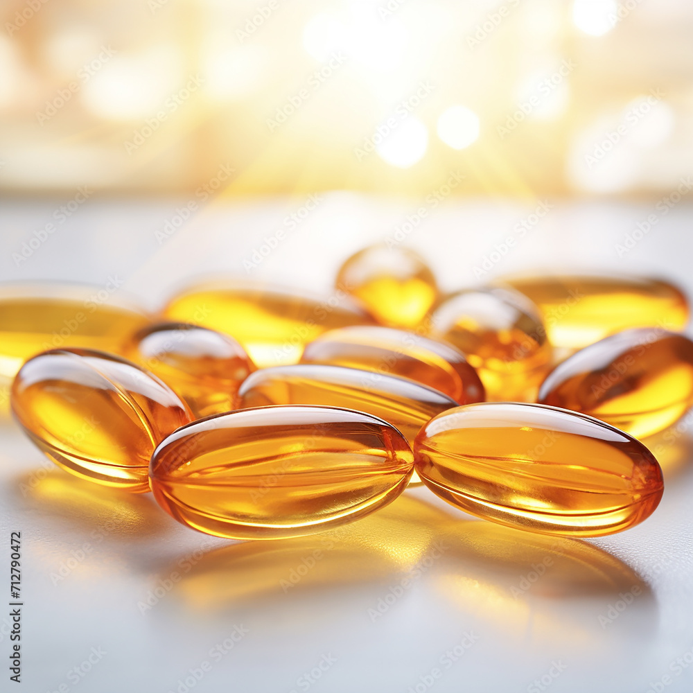 Cod liver oil omega 3 gel capsules close up. Fish oil capsules. Cod liver oil omega 3 gel capsules close up. Fish oil capsules.