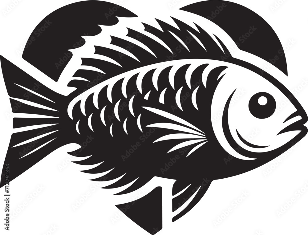 black and white fish and love icon black and white fish and love icon